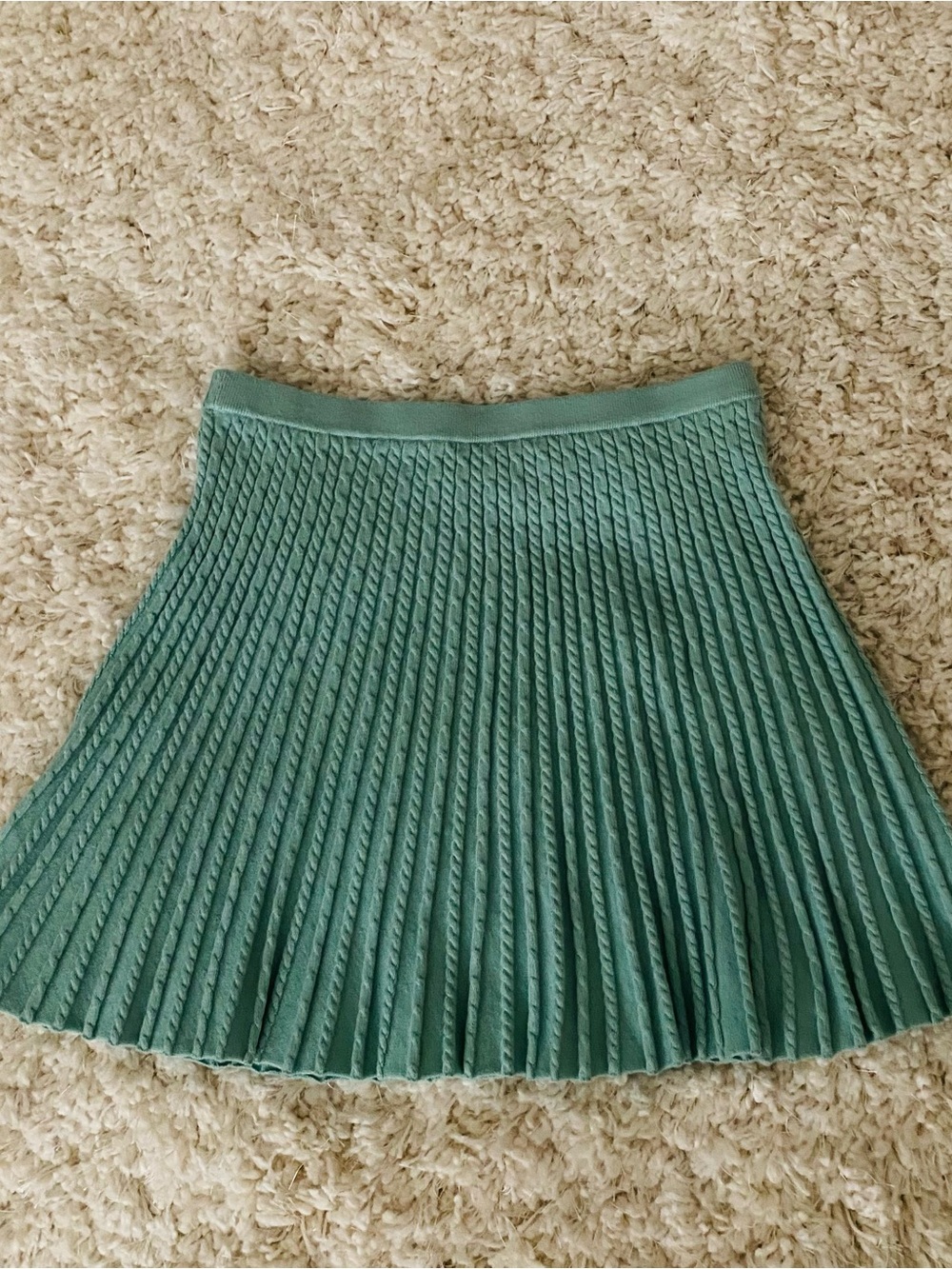 Alice + Olivia Pleated Knit Mini Skirt in Seafoam Green